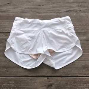 lululemon white speed up shorts